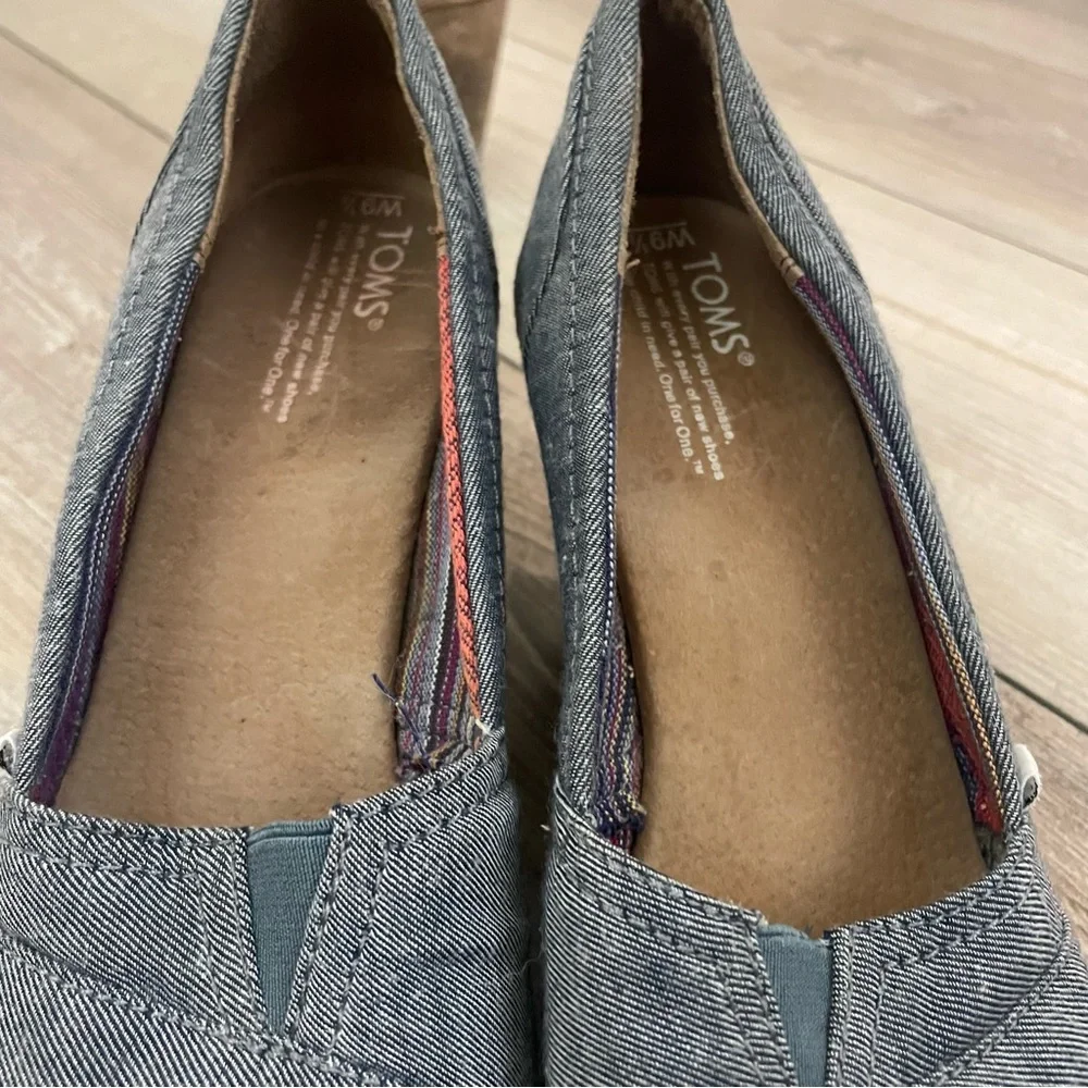 Toms Women’s 9.5 Canvas Peep Toe‎ Wedge Heel Sandals